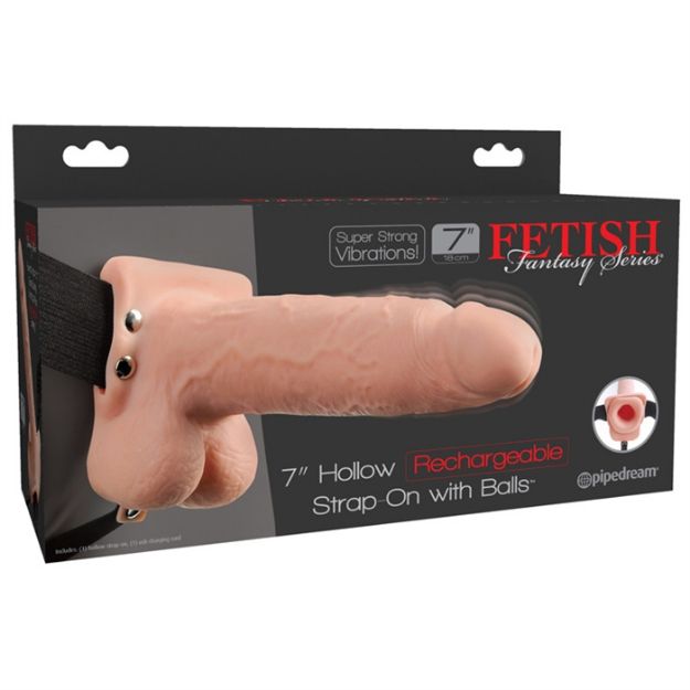 Picture of Fetish Fantasy 7" Hollow Rechargeable Strap-on wit